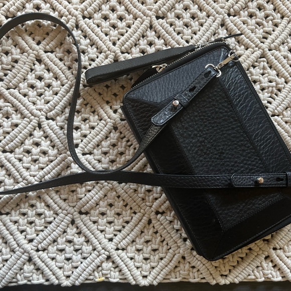 Mackage Handbags - MACKAGE Black Roni Pebbled Leather Structured Crossbody Bag Like New